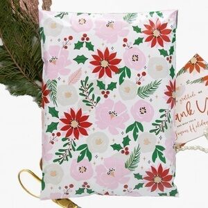 Poly mailer bags 19x24” Festive floral winter flowers 25 count